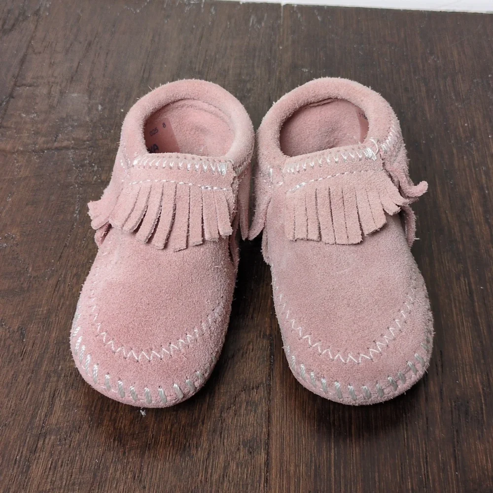 Minnetonka Infant Moccasins Sz 3 Alex Pink Suede